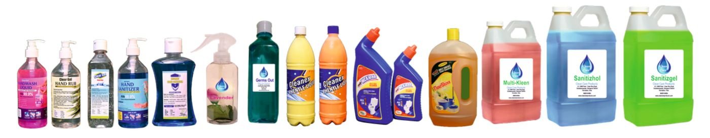 Eco product range: hand wash, sanitizers, air fresheners, floor and toilet cleaners